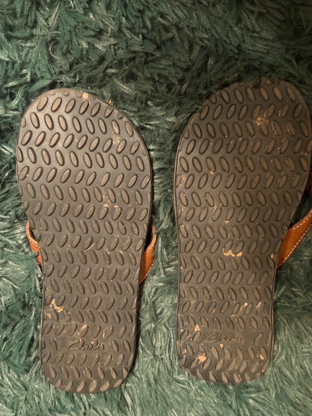 Clarks Leather Flip Flop Sandals Brown Comfort Thong Women’s Size 7 - Picture 7 of 10